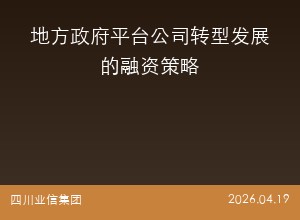 地方政府平台公司转型发展的融资策略
